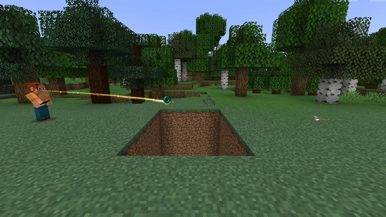 A golden trail behind a thrown ender pearl