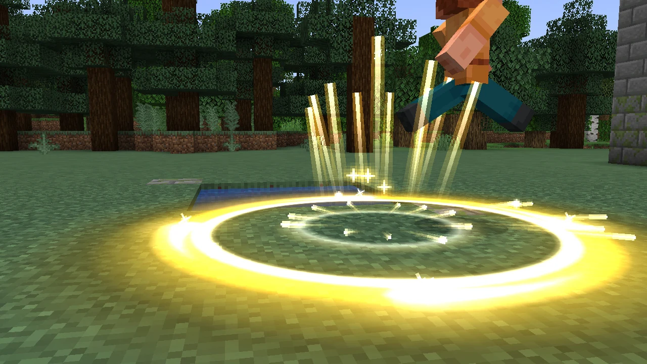Golden rings and beams under a jumping player