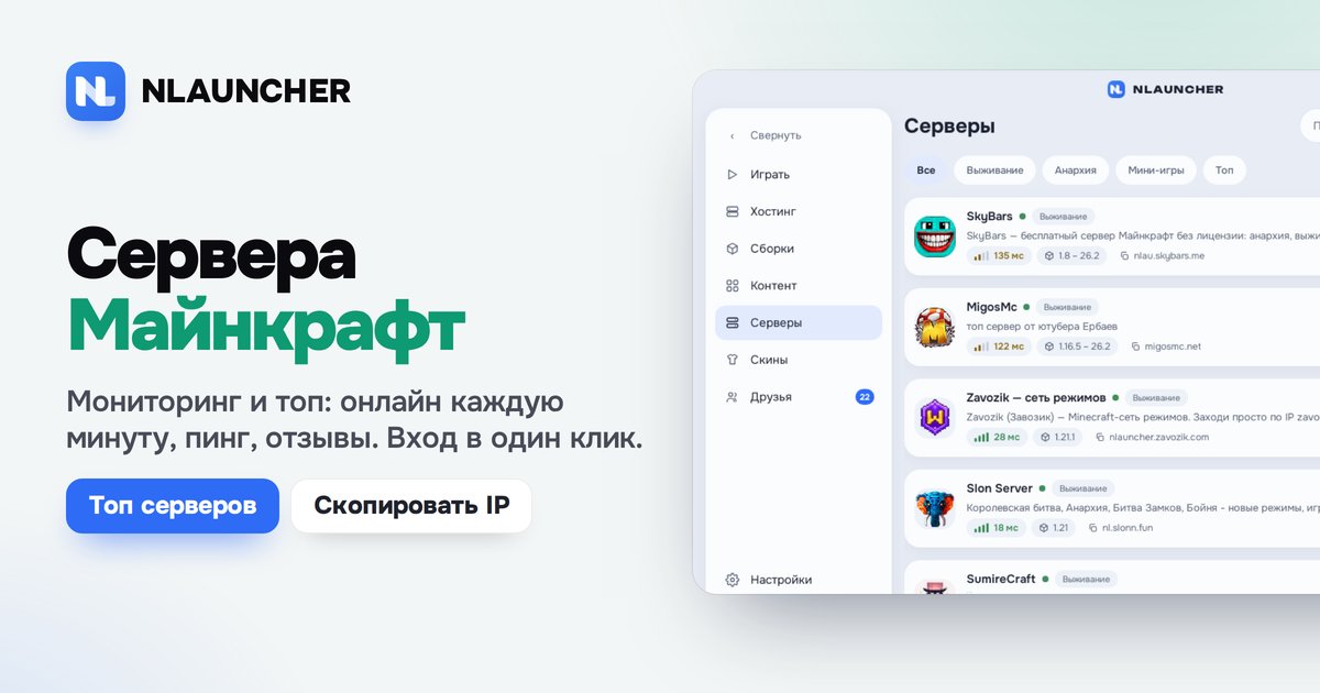 Превью ссылки на страницу серверов: «Сервера Майнкрафт — мониторинг и топ»